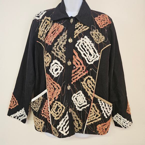 YakMagik Silk Jacket Size S Lightweight Embroidered Art to Wear Unique Boho - Picture 1 of 11